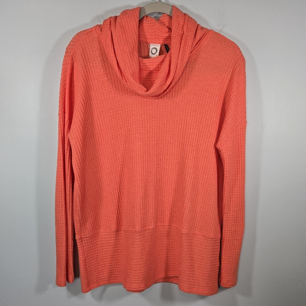 Anthropologie Akemi + Kin Coral Waffle Knit Cowl Neck Top Small Lightweight